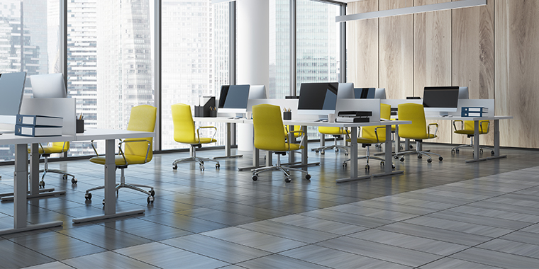 Office Furniture - yellow ergonomic office chairs in modern office space