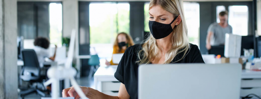 office worker mask after lockdown